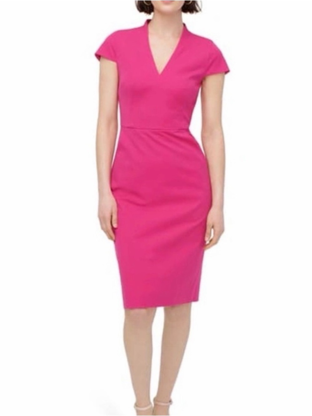 J. Crew Fitted V-Neck Sheath Dress in Hot Pink